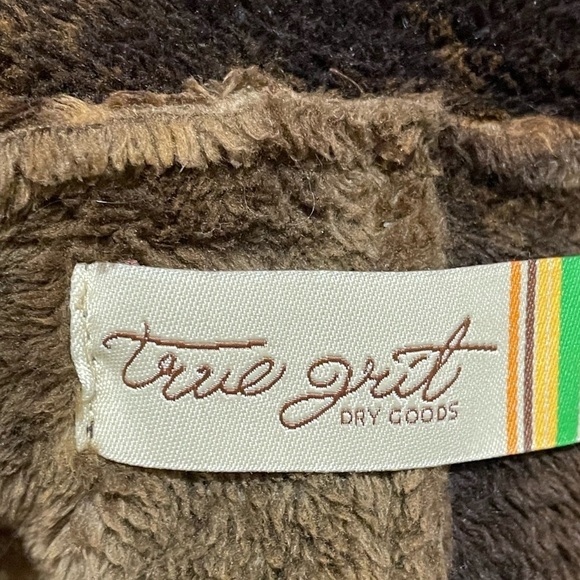 True Grit Brown Floral Rose Faux Fur Jacket Western Small L - Picture 7 of 13